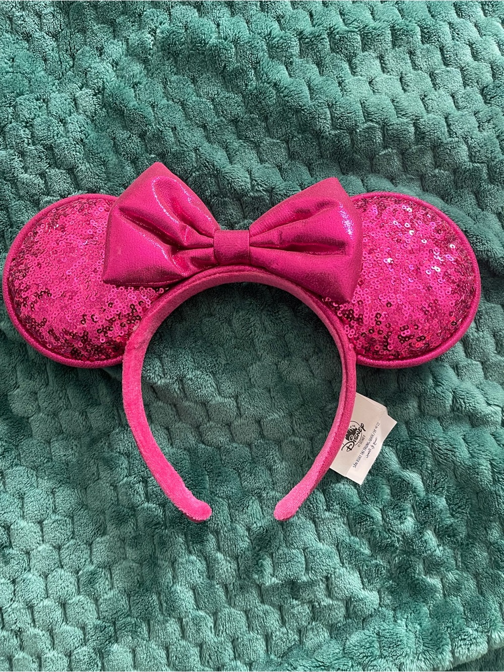 Disney Hot Pink Sequin Minnie Ear Headband with Bow